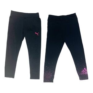 4T Girls Athletic Pants Adidas Puma Black & Pink